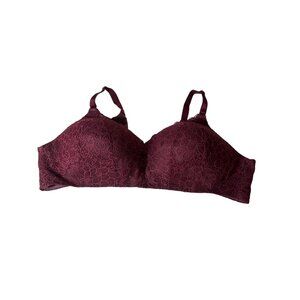 Torrid Curve Bra Size‎ 48 D Burgundy Lace Wire-Free Lightly Lined Everyday